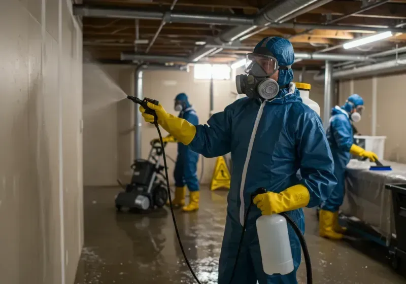 Basement Sanitization and Antimicrobial Treatment process in Tri-Lakes, IN