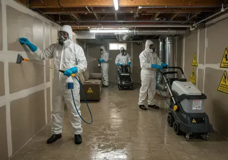 Basement Moisture Removal and Structural Drying process in Tri-Lakes, IN